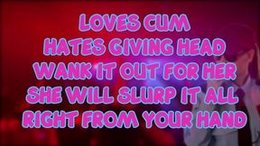 the female security guard at the club loves eating cum but you must wank it out for her