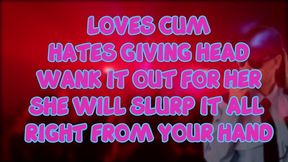 the female security guard at the club loves eating cum but you must wank it out for her