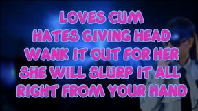 the female security guard at the club loves eating cum but you must wank it out for her
