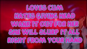 the female security guard at the club loves eating cum but you must wank it out for her