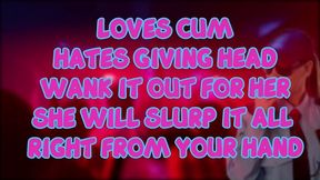 the female security guard at the club loves eating cum but you must wank it out for her
