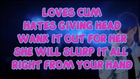 the female security guard at the club loves eating cum but you must wank it out for her
