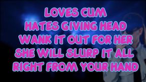 the female security guard at the club loves eating cum but you must wank it out for her