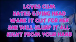 the female security guard at the club loves eating cum but you must wank it out for her
