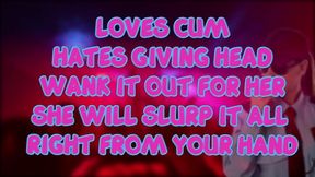 the female security guard at the club loves eating cum but you must wank it out for her
