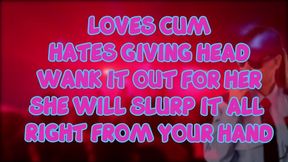 the female security guard at the club loves eating cum but you must wank it out for her