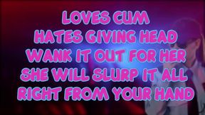 the female security guard at the club loves eating cum but you must wank it out for her