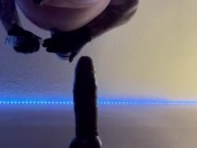 Caged fag stretches hole