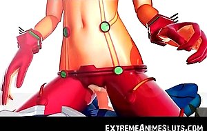 3D Robot Girl Swallows Cum!