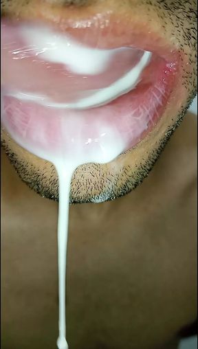 Cum in my mouth, play with your cum, and swallow it, sexy, femboy, trans, gay naughty, tongue, sloopy, six pack, fitness teen