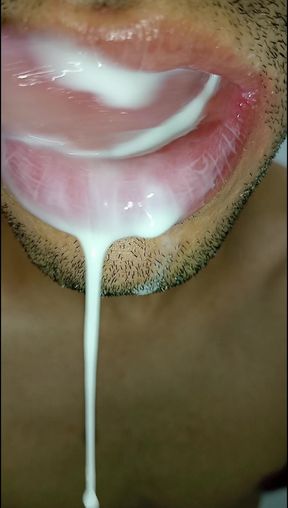 Cum in my mouth, play with your cum, and swallow it, sexy, femboy, trans, gay naughty, tongue, sloopy, six pack, fitness teen
