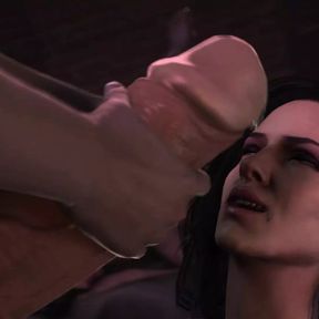 Futa Triss Jerking Her Fat Cock and Slapping Willing Yen&#039;s Beautiful Face with It Before She Cums The Witcher Futanari