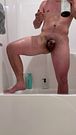 Solo male playing with butthole in shower