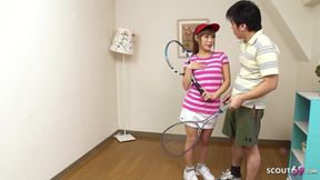 Tennis Teacher Fucks Skinny Japan Milf and gives her Cumshot