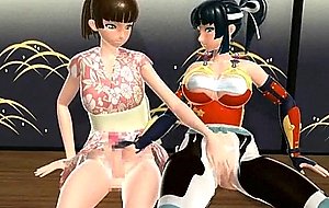 D animated shemale gets tittyfucked and cummed