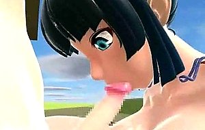 D animated shemale gets tittyfucked and cummed