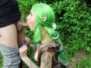 Elf caught a man in the village to suck the mana out of his magic wand.