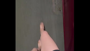 Office lady wearing high heels outdoor cumshot