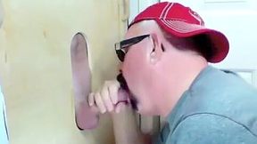 Cock hungry slut sucking delicious cocks in a gloryhole