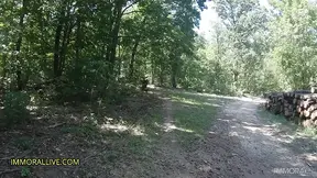 Stepfather & stepson tag team girl lost in woods! Marilyn Sugar squirting rimming two creampies part 1 of 2