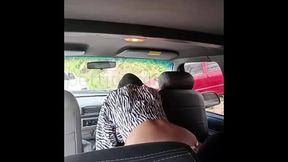 Young amateur teen gives blowjob in public parking lot