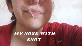 Snotty Lola blows her nose