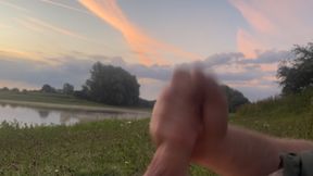 Playing in the Morning at a Lake