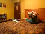 Teen Hogties Himself Fuzzy Socks SELFBONDAGE (full process)