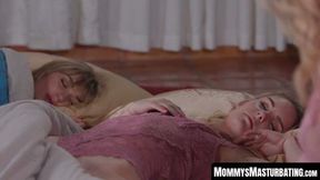 Busty mom's rimming and scissoring session with her hot stepdaughter