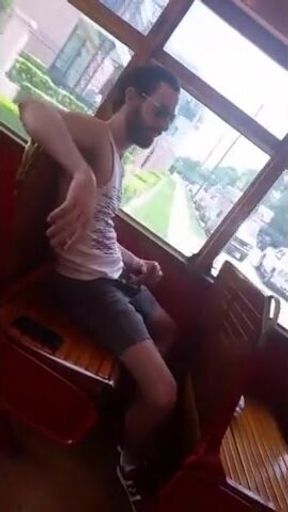 Str8 Big Cock Guy Strokes in Bus 2