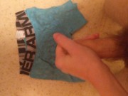 Uncut College Twink Blows Load On Used Compression Shorts