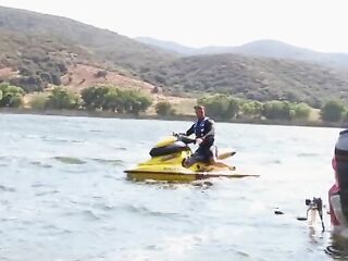 Black gal gets pounded by white rod during the time that her ally masturbates beside her