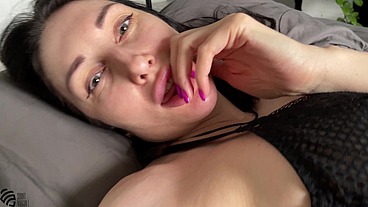 Morning sex and orgasm close up