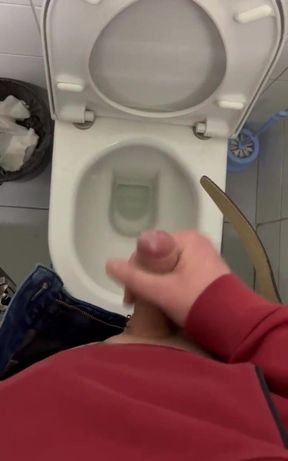 My Dick Cums in a Public Toilet Close up