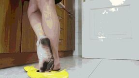 Dirty feet in yellow ballet flats MP4
