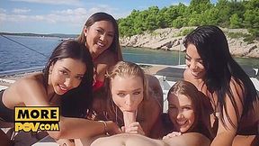 Alexis ,lia Lin, May And Megan Have A Naughty Boat Party