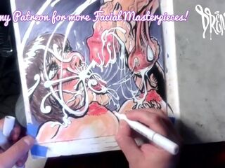 Facial Explosion creates Goo Comet in the night sky - lightbox erotic drawing creation by Drenched