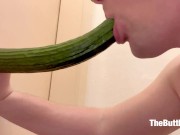 Watch Me Suck This Gigantic Cucumber For The First Time