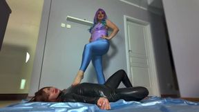 Violet Super Heroine Win 3 Rounds Of fight With Black Widow - Full