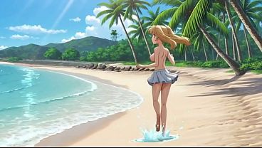 Beach Blonde Blowout: Elsa's Sandy Suck and Fuck Fest AI Generated