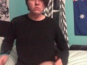 ftm stuffs himself raw with fav dildo