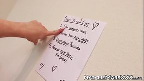 Sissy tranny Natalie Mars toying with lascivious blonde