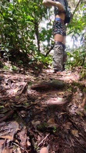 Horny hiking. Quick cum in the jungle + pissing in nature.