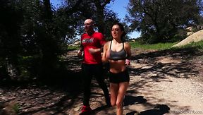 Fantastic sporty jogger with nice tits is ready for quite hard doggy sex