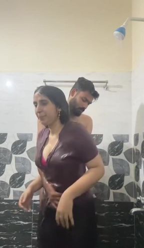 Part 1. Desi Girl Romance with Her Boyfriend in Bathroom