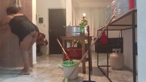 Fat Wife Doing Cleaning 4