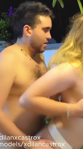 Cruising, I Fuck Trans Femboy on the Terrace of My Building, Creampie