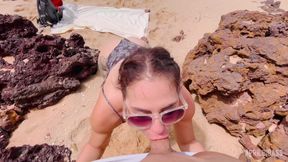 Public Beach Pee Drinking and Deep Throat with a Big-Ass Brazilian Babe