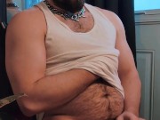 Bitting my straight roomate nipples so he can cum in my beard.