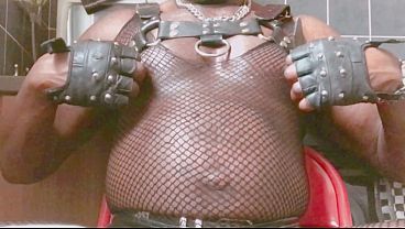 Fishnet Bodysuit &amp_ Leather Harness Titplay BBC Verbal Heavy Cum Scenes